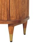 Ribbed Bedside Table 2-Drawer 55cm Amber Oak Solid Mango Wood - Image 6