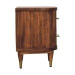 Ribbed Bedside Table 2-Drawer 55cm Amber Oak Solid Mango Wood - Image 7