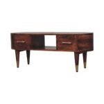 TV Media Unit with Open Slot - Wine Wood Oak - 2 Drawers - W100cm
