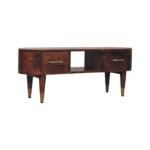 TV Media Unit with Open Slot - Wine Wood Oak - 2 Drawers - W100cm - Image 2