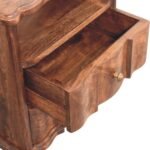 2-Drawer Bedside Table with Open Shelf - Roasted Almond Finish - W55cm - Image 5