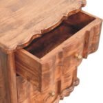 Valencia Bedside Table - Roasted Almond Finish - Curved Design - W55cm - Image 5