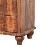 Valencia Bedside Table - Roasted Almond Finish - Curved Design - W55cm - Image 6