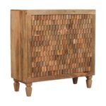Marbella Storage Cabinet - Golden Teak - 3D Carved Wood - W85cm