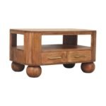 Briarwood Fluted Coffee Table - Golden Teak - Ball Feet - W85cm