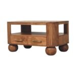 Briarwood Fluted Coffee Table - Golden Teak - Ball Feet - W85cm - Image 2