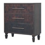 Arno Chest of Drawers Carved Front 83cm Solid Mango Wood Mocha - Image 2