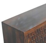 Arno Chest of Drawers Carved Front 83cm Solid Mango Wood Mocha - Image 4