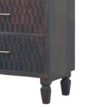 Arno Chest of Drawers Carved Front 83cm Solid Mango Wood Mocha - Image 5