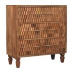 Arno Chest of Drawers 83cm Solid Mango Wood Teak Finish - Image 2