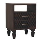 Arno Bedside Table - California Walnut Finish - Solid Wood - H60cm