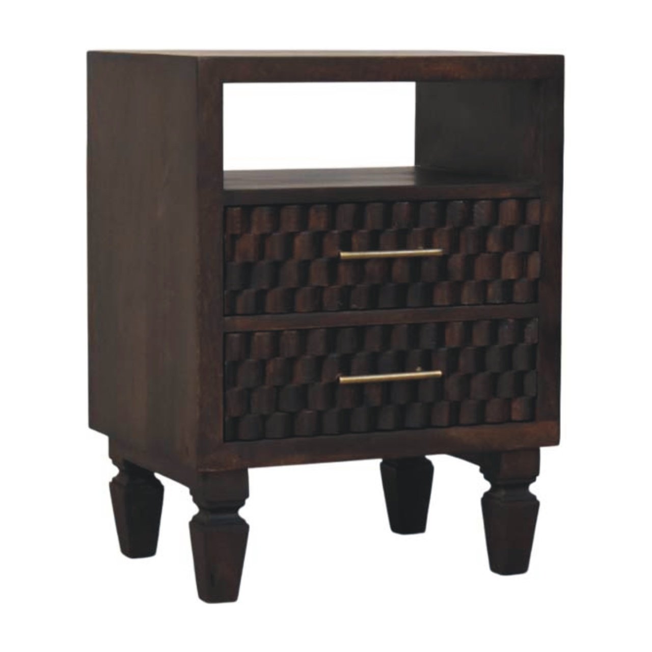 IN4104-2.jpg Arno Bedside Table - California Walnut Finish - Solid Wood - H60cm - Image 1