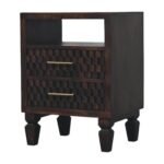 Arno Bedside Table - California Walnut Finish - Solid Wood - H60cm - Image 2