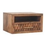 Arno Wall-Mounted Nightstand in Golden Teak Floating 45cm Solid Mango Wood