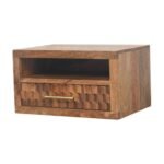 Arno Wall-Mounted Nightstand in Golden Teak Floating 45cm Solid Mango Wood - Image 2