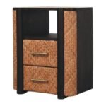 Rattan Curve Edge Nightstand 50cm Solid Mango Wood Mocha - Image 3