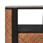 Rattan Curve Edge Nightstand 50cm Solid Mango Wood Mocha - Image 4