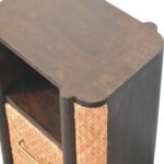 Rattan Curve Edge Nightstand 50cm Solid Mango Wood Mocha - Image 5
