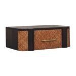 Rattan Wall-Mounted Bedside - Velvet Mocha - Floating Drawer - W50cm - Image 2