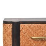 Rattan Wall-Mounted Bedside - Velvet Mocha - Floating Drawer - W50cm - Image 3