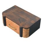 Rattan Wall-Mounted Bedside - Velvet Mocha - Floating Drawer - W50cm - Image 5