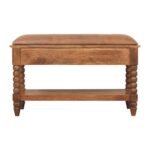 Spindle Bench with Leather Seat - Amber Oak Finish - Hallway - W90cm - Image 8