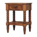 Spindle Bedside Table - Amber Oak Finish - 1 Drawer - W45cm - Image 2