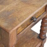 Spindle Bedside Table - Amber Oak Finish - 1 Drawer - W45cm - Image 4