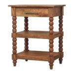 Barley Twist Side Table - Golden Teak Finish - Solid Mango Wood - H70cm - Image 2