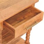 Barley Twist Side Table - Golden Teak Finish - Solid Mango Wood - H70cm - Image 5