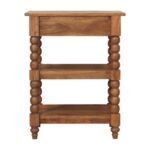 Barley Twist Side Table - Golden Teak Finish - Solid Mango Wood - H70cm - Image 8