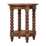 Barley Twist Round Side Table 45cm Solid Mango Wood Teak - Image 2