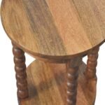 Barley Twist Round Side Table 45cm Solid Mango Wood Teak - Image 3