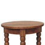 Barley Twist Round Side Table 45cm Solid Mango Wood Teak - Image 4