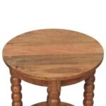 Barley Twist Round Side Table 45cm Solid Mango Wood Teak - Image 5