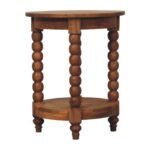 Barley Twist Round Side Table 45cm Solid Mango Wood Teak - Image 8