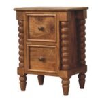 Barley Twist 2-Drawer Bedside Table - Amber Oak Finish - W40cm