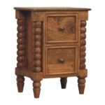 Barley Twist 2-Drawer Bedside Table - Amber Oak Finish - W40cm - Image 2