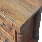 Barley Twist 2-Drawer Bedside Table - Amber Oak Finish - W40cm - Image 4