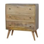 Curved Chest of Drawers - Oak-ish Finish - Solid Mango Wood - W70cm