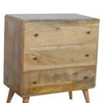 Curved Chest of Drawers - Oak-ish Finish - Solid Mango Wood - W70cm - Image 2