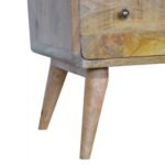 Curved Chest of Drawers - Oak-ish Finish - Solid Mango Wood - W70cm - Image 6