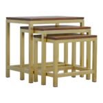 Chunky Gold Stools (Set of 3) - Chestnut Wood Top & Brass Base - Image 5