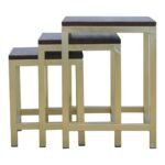 Chunky Gold Stools (Set of 3) - Chestnut Wood Top & Brass Base