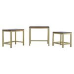 Chunky Gold Stools (Set of 3) - Chestnut Wood Top & Brass Base - Image 2