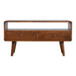 Curved TV Media Unit - Chestnut Finish - Nordic Style - W90cm - Image 9