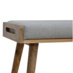 Grey Tweed Footstool - Tray Style Top - Solid Wood Base - W50cm - Image 4