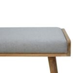 Grey Tweed Footstool - Tray Style Top - Solid Wood Base - W50cm - Image 8