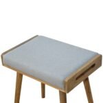 Grey Tweed Footstool - Tray Style Top - Solid Wood Base - W50cm - Image 3