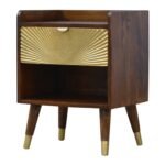 Manila Gold Bedside Table - 1 Drawer - Solid Mango Wood - W45cm - Image 2